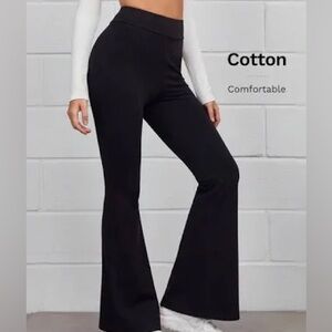 SHEIN  Black Elastic Waist Flared Bell Bottom Pants Size Small